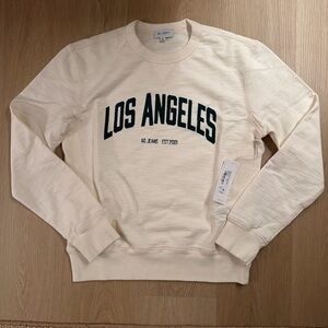 Zara Cream Crewneck Sweatshirt with Dark Green 'Los Angeles' Print